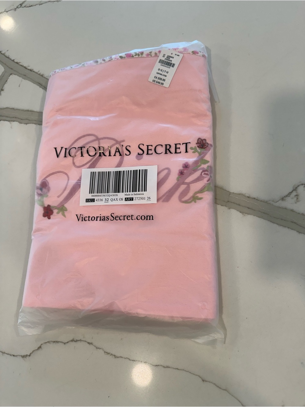 PINK Victoria's Secret Light Pink Embroidered Floral Tote - Picture 9 of 9